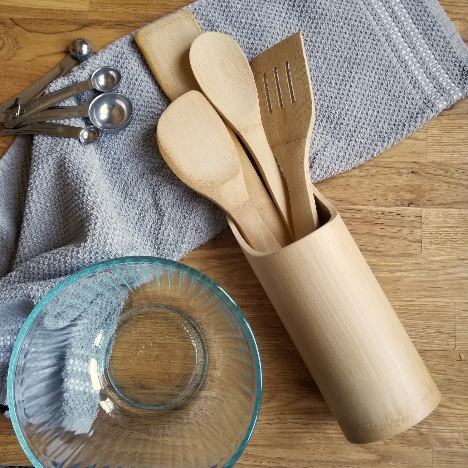Lipper Personalized Bamboo Kitchen Utensil Set With Matching
