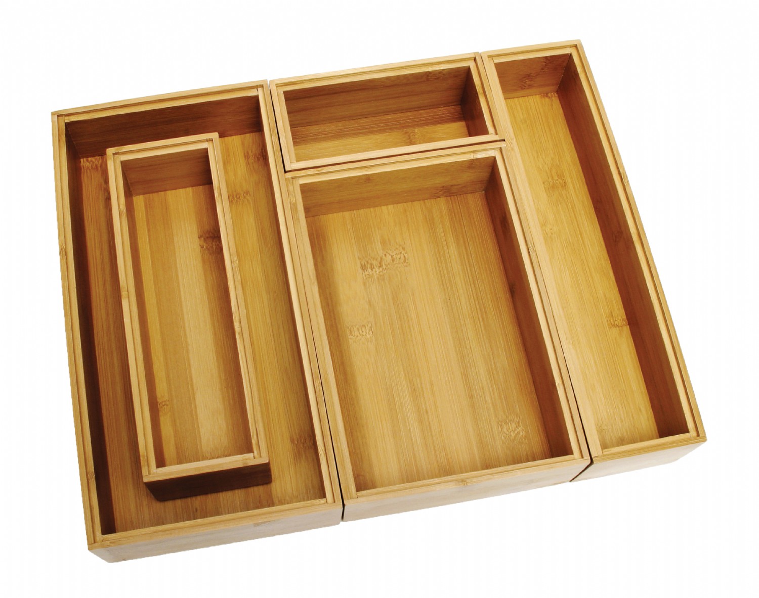 Lipper International 88005 Bamboo Wood Drawer Organizer Boxes, Assorted  Sizes, 5-Piece Set : : Home & Kitchen