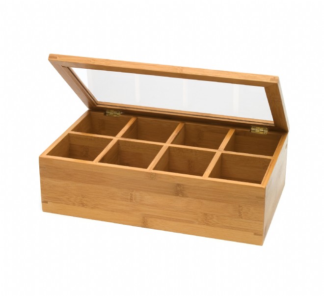  Oceanstar - TB1323 Oceanstar Bamboo Tea Box, 12 Inch, Natural:  Tea Storage Chests: Home & Kitchen